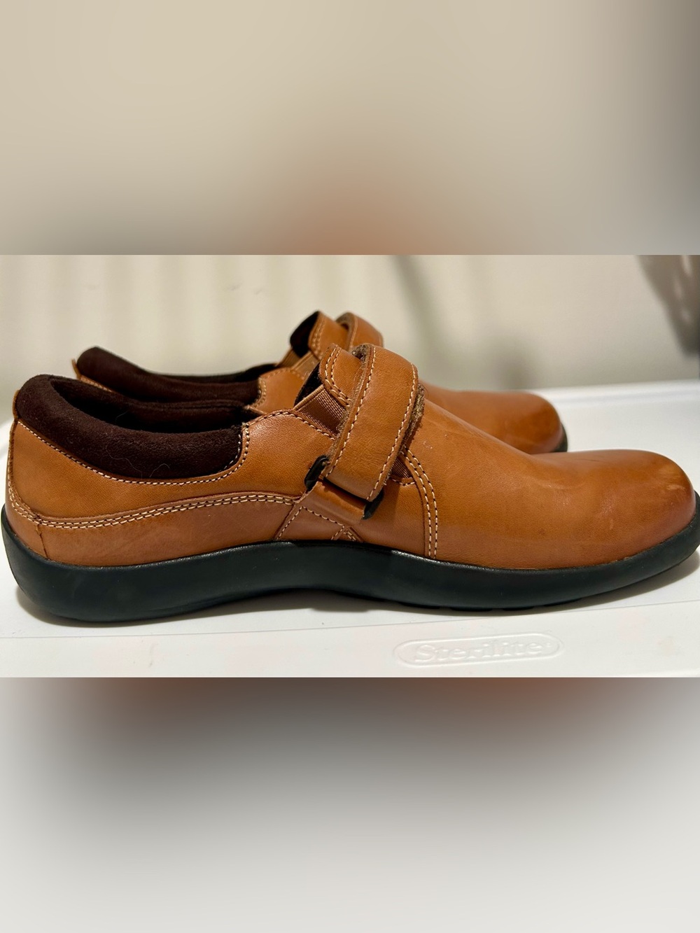 Anodyne Women’s #51 leather Orthopedic Slip-On Loafer Tan diabetic cert. 7.5 EUC